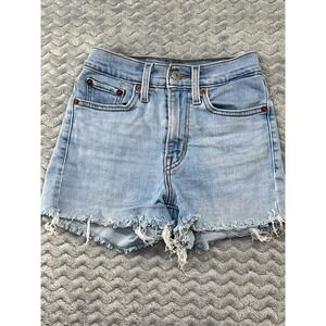 Levi's Denim‎ Shorts Womens Blue Distressed Frayed Hem Casual Summer